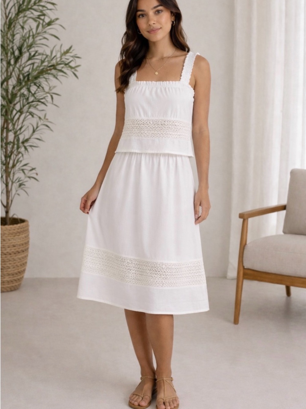 Vince Camuto 2pc Lace Border Skirt Set Ivory Medium NWT